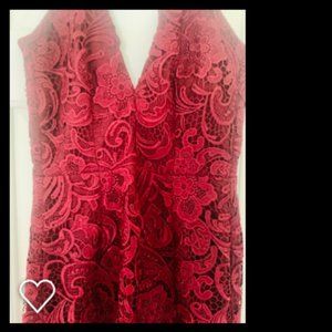 Red Lace Detail Dress